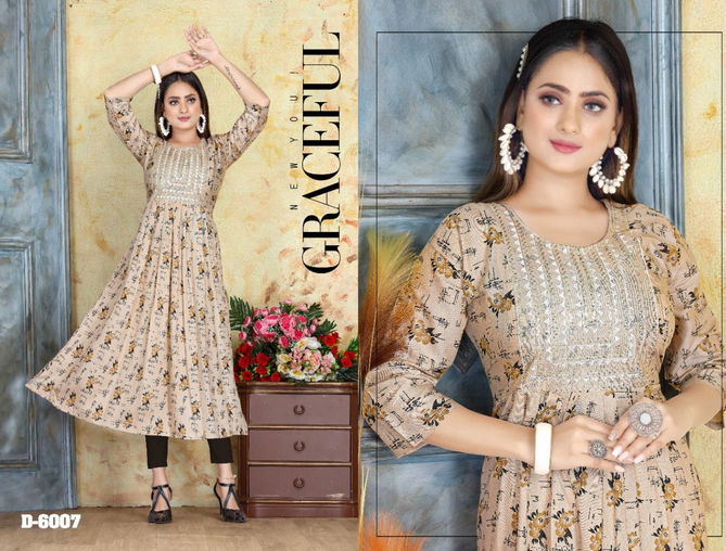 Beauty Queen Poppy1 Rayon Fancy Wear Latest Anarkali Kurti Collection